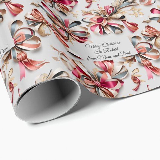 Papier Cadeau Ruban texte personnalisé et arcs Noël
