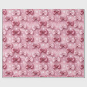 Papier Cadeau Rubans à nœuds coquettes roses élégants et fantais (Plat)