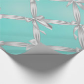 Papier Cadeau Rubans Blancs Bleu Turquoise De Robe De Mariée (Coin)