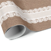 Papier Cadeau Rubans blancs de fleur de dentelle sur la toile de (Coin rond)