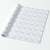Papier Cadeau Rubans bleus à l'aquarelle (Déroulé)