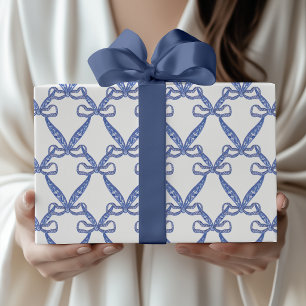 Papier Cadeau Rubans bleus côtiers à l'aquarelle