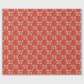 Papier Cadeau Rubans Crème Cœurs Rouges Saint-Valentin (Plat)