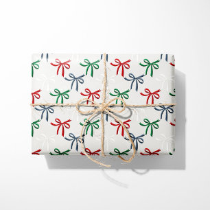Papier Cadeau Rubans de Noël à l'aquarelle