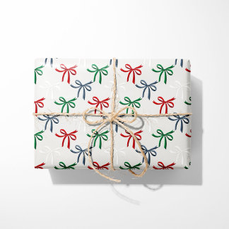 Papier Cadeau Rubans de Noël à l'aquarelle