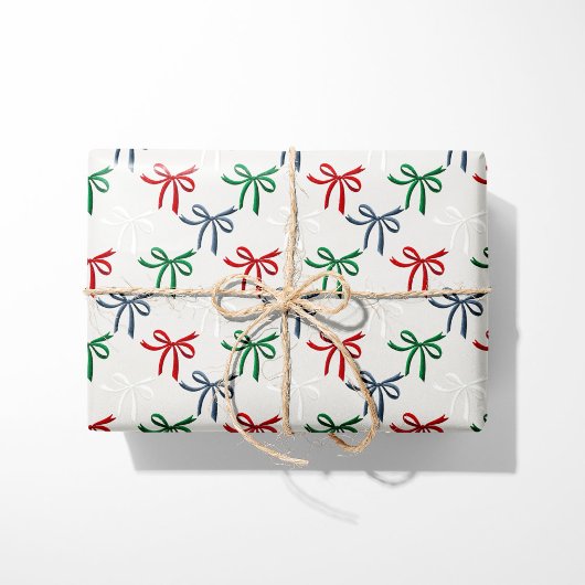 Papier Cadeau Rubans de Noël à l'aquarelle 