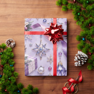 Papier Cadeau Rubans de Noël lavande et violets pour cadeaux
