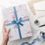 Papier Cadeau Rubans gris bleu rose<br><div class="desc">Fête des mariées de rubans rose gris</div>