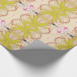 Papier Cadeau Rubans jaunes Chartreuse d'or vintage traditionnel