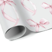 Papier Cadeau Rubans Rose Pâle Gris (Coin rond)
