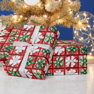 Papier Cadeau Rubans Rouge Blanc Vert Noël