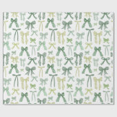 Papier Cadeau Rubans Vert Sauge Coquette (Plat)
