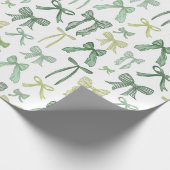 Papier Cadeau Rubans Vert Sauge Coquette (Coin)