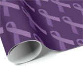 Papier Cadeau Rubans violets sensibilisation générale au cancer (Coin rond)