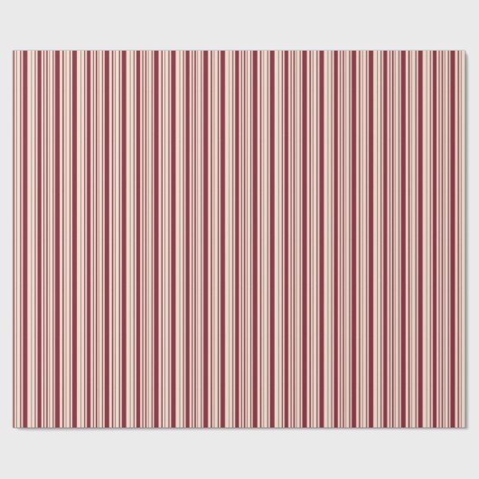 Papier Cadeau Ruby ancien et rayures blanches antiques (Plat)