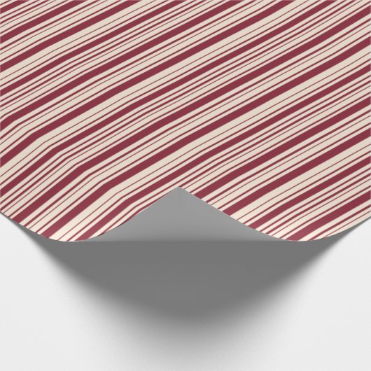 Papier Cadeau Ruby ancien et rayures blanches antiques (Coin)