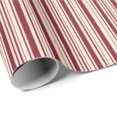 Papier Cadeau Ruby ancien et rayures blanches antiques (Coin rond)