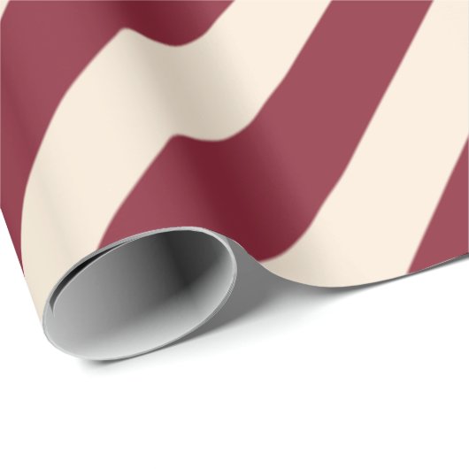 Papier Cadeau Ruby ancien et rayures blanches antiques (Coin rond)