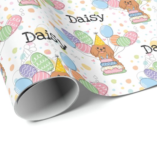 Papier Cadeau Ruby Cavalier King Charles Spaniel Anniversaire (Coin rond)