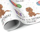 Papier Cadeau Ruby Cavalier King Charles Spaniel Chien - Anniver (Coin rond)