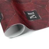 Papier Cadeau Ruby Crimson Rouge | Monogramme classique de grung (Coin rond)