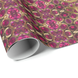 Papier Cadeau Ruby Gold Gemstone Motif Golden Number 40