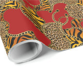 Papier Cadeau Ruby Léopard Baroque Luxe Or (Coin rond)