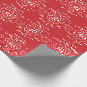 Papier Cadeau Ruby mariage anniversaire 40 ans d'amour rouge