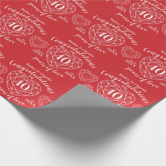 Papier Cadeau Ruby mariage anniversaire 40 ans d'amour rouge (Coin)
