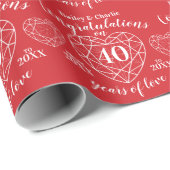 Papier Cadeau Ruby mariage anniversaire 40 ans d'amour rouge (Coin rond)