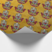 Papier Cadeau Ruby Pomegranate Heart Red Bird Hamsa (Coin)