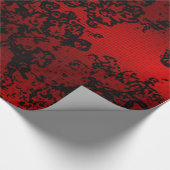 Papier Cadeau Ruby red black stylish floral vibrant élégant (Coin)