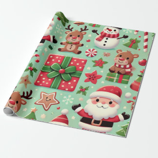 Papier Cadeau rudolf and santa Wrapping Paper