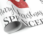 Papier Cadeau Rudolph & Père Noël Personnalisé (Coin rond)