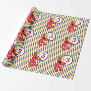 Papier Cadeau Rue Sésame Elmo - Anniversaire Arc-en-ciel