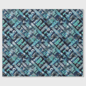 Papier Cadeau rue, urban, style, ville, words, graffiti, bleu, (Plat)