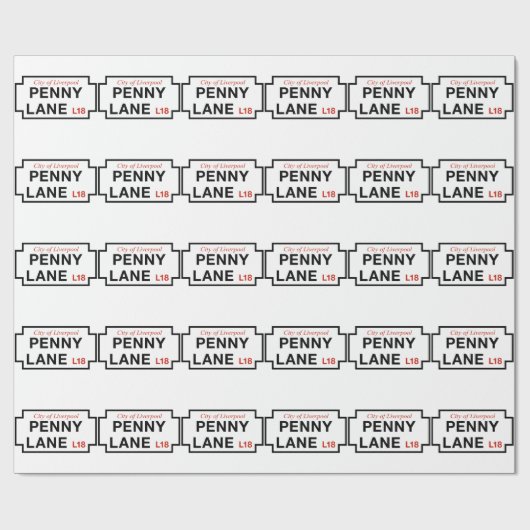 Papier Cadeau Ruelle de penny, plaque de rue, Liverpool, R-U (Plat)