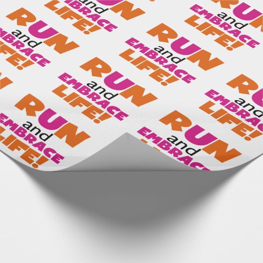 Papier Cadeau Run and Embrassez Life Orange Pink (Coin)