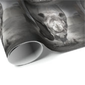 Papier Cadeau Running Rhinoceros : Wild Animal Portrait. (Coin rond)