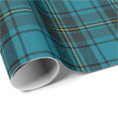 Papier Cadeau Russe Aqua et Jaune Black Watch Plaid Holiday (Coin rond)