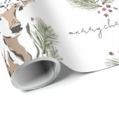 Papier Cadeau Russe aquarelle Cerf Motif de Noël (Coin rond)