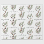 Papier Cadeau Russe aquarelle Cerf Motif de Noël (Plat)