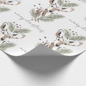 Papier Cadeau Russe aquarelle Cerf Motif de Noël (Coin)