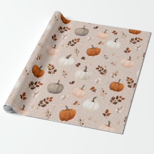 Papier Cadeau Russe Citrouilles d'automne et feuilles d'automne