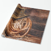 Papier Cadeau Russe Cowboy Casquette corde Hay Photo (Déroulé)