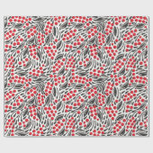 Papier Cadeau Russe Folk Art Red Berries Black Foliage (Plat)