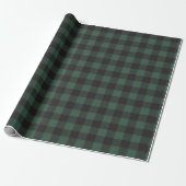 Papier Cadeau Russe Green & Black Buffalo Plaid Holiday (Déroulé)