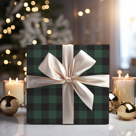 Papier Cadeau Russe Green & Black Buffalo Plaid Holiday