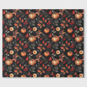 Papier Cadeau Russe Halloween Automne Feuilles Citrouille (Plat)