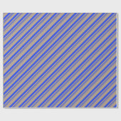 Papier Cadeau Russe Kraft Bleu Bleu Stripes Vacances (Plat)